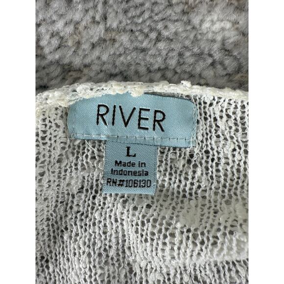 River Size L Open Front Caridgan Sweater Ivory Long Sleeve Outdoor - Picture 7 of 9